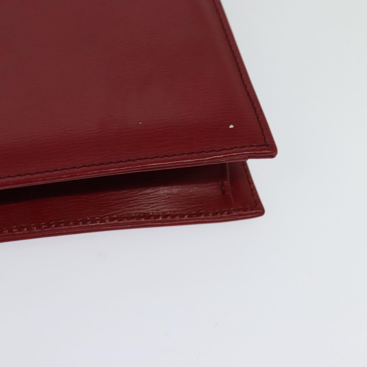 Christian Dior Chain Shoulder Bag Leather Red Gold Auth BA3452