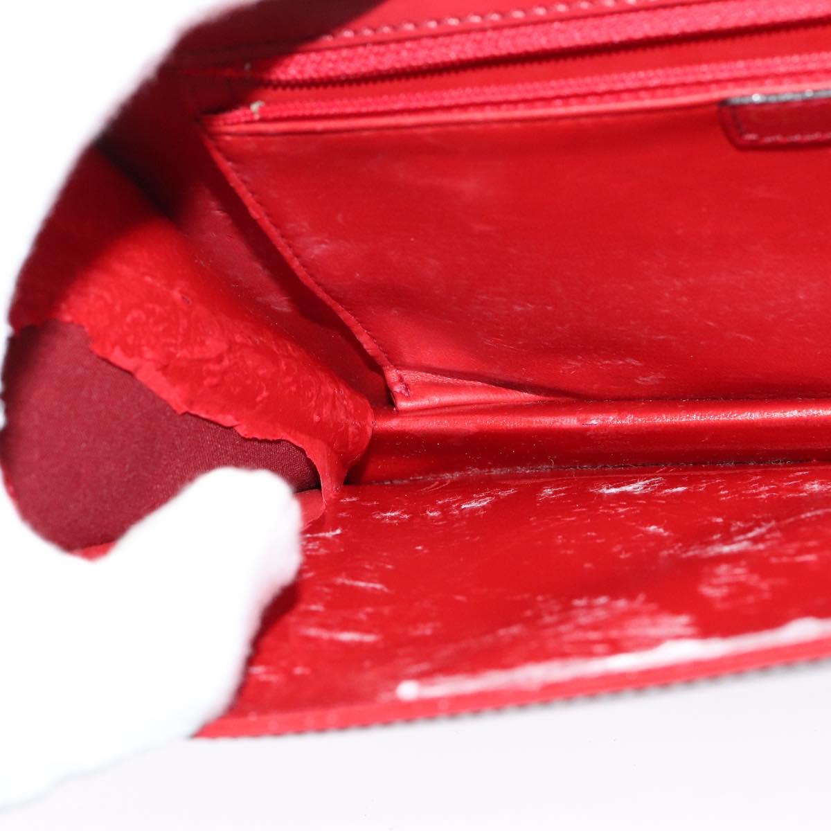 Christian Dior Chain Shoulder Bag Leather Red Gold Auth BA3452