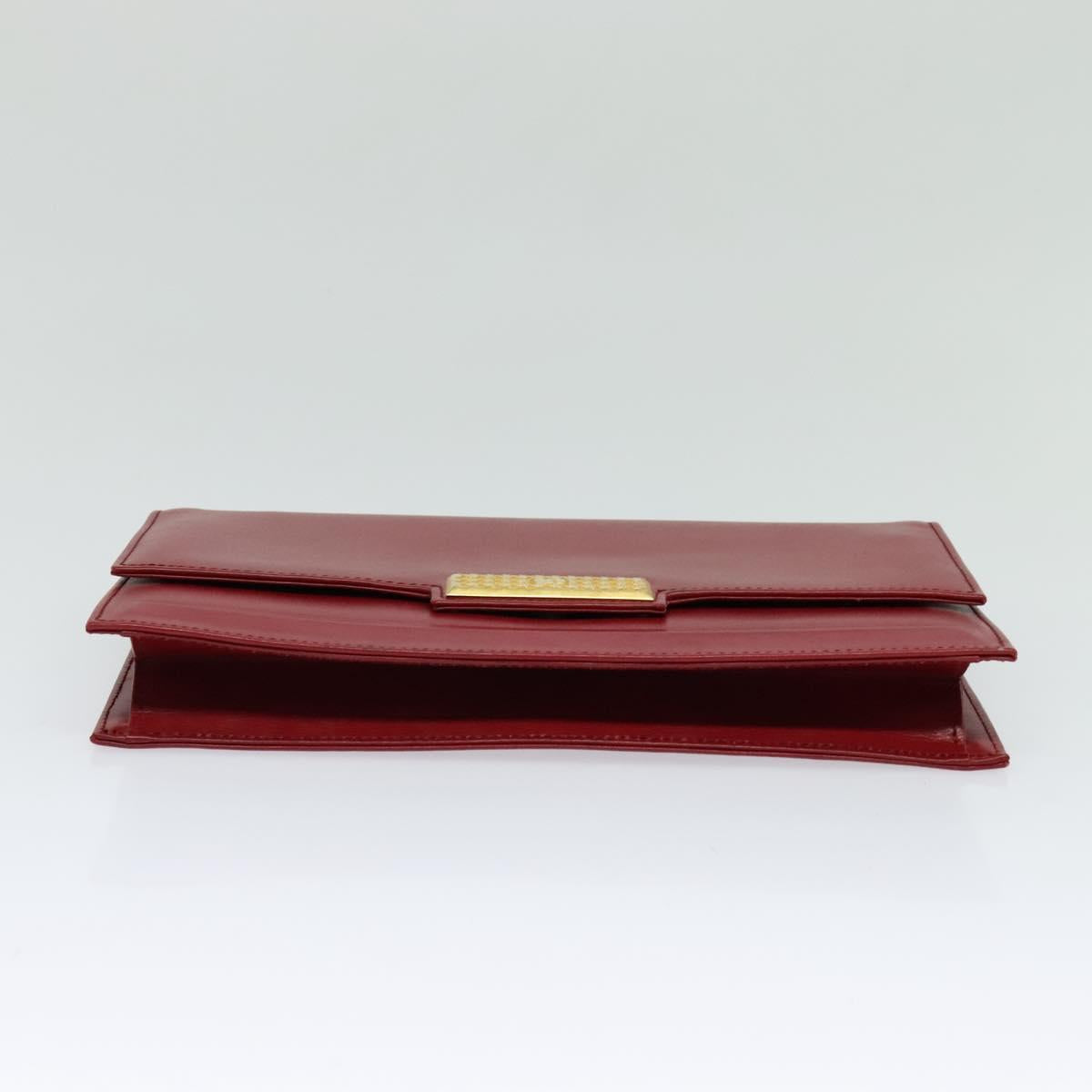 Christian Dior Chain Shoulder Bag Leather Red Gold Auth BA3452