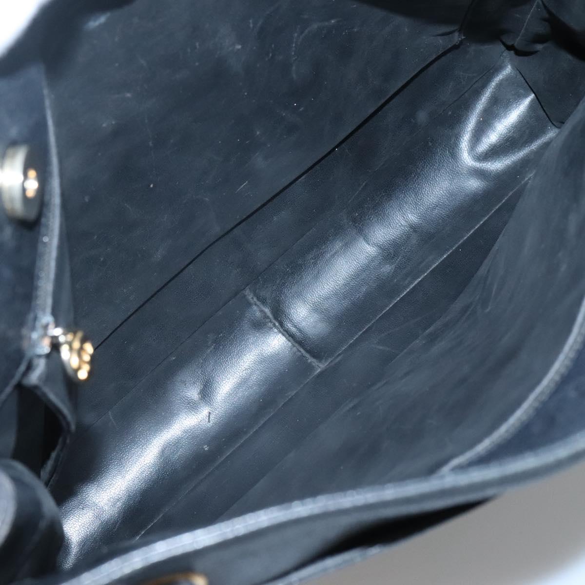 CHANEL COCO Mark Tote Bag Caviar Skin Black Gold CC Auth BA3454
