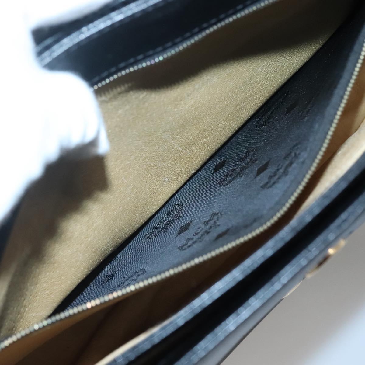MCM Hand Bag Leather Black Gold Auth BA3459