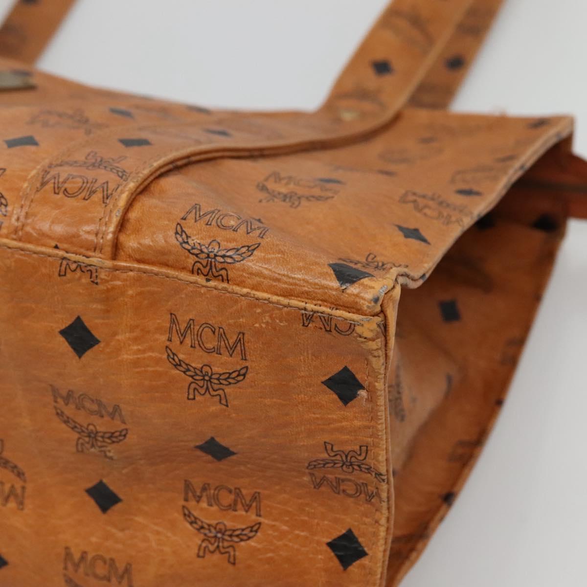 MCM Logogram Vicetos Tote Bag PVC Leather Brown Gold Auth BA3460