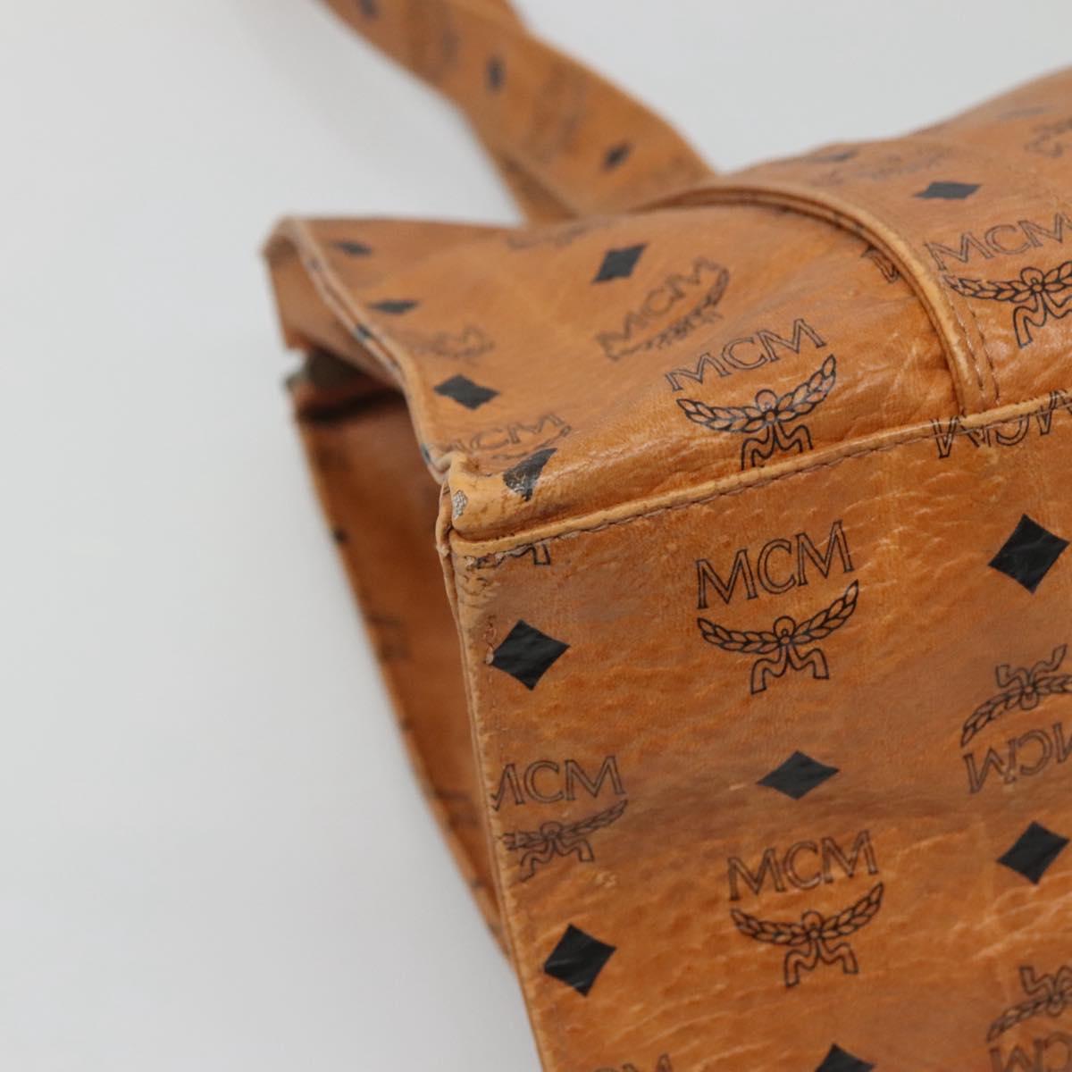 MCM Logogram Vicetos Tote Bag PVC Leather Brown Gold Auth BA3460