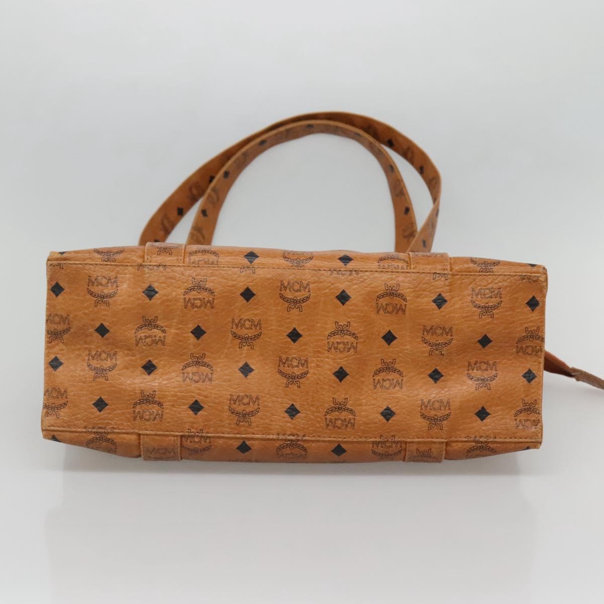 MCM Logogram Vicetos Tote Bag PVC Leather Brown Gold Auth BA3460