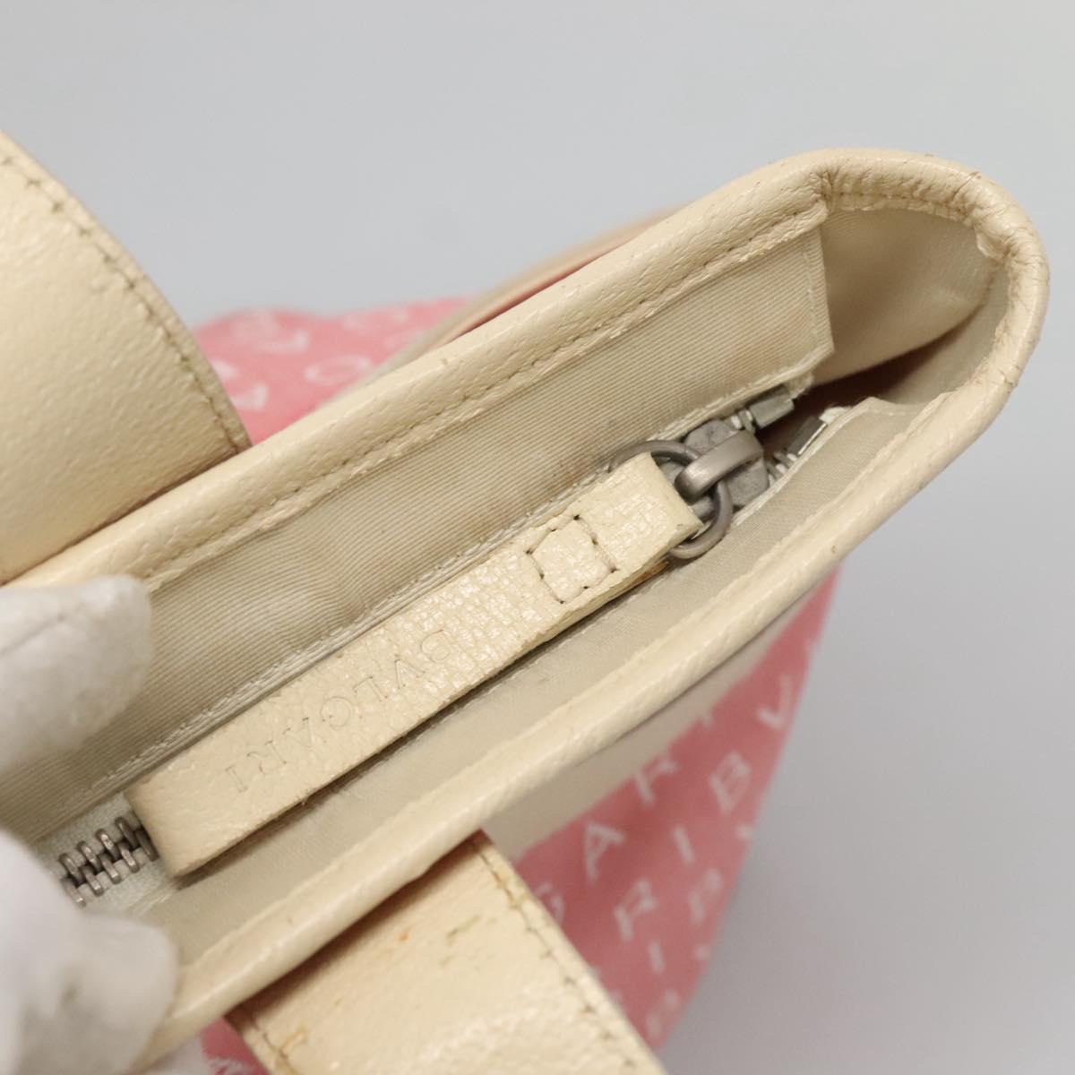 BVLGARI Logo Mania Tote Bag Canvas Pink Silver Auth BA3462