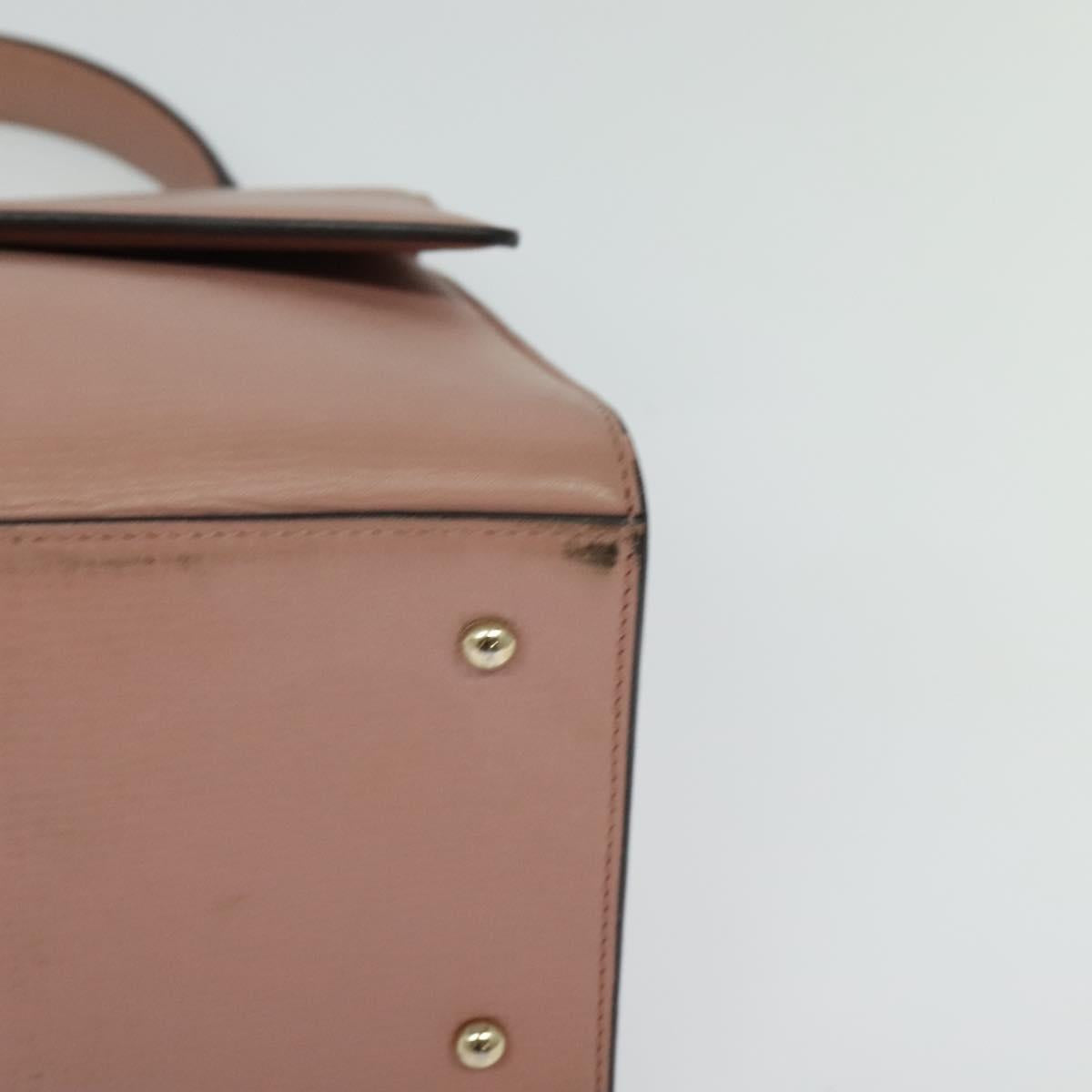 Salvatore Ferragamo Vala Hand Bag Leather 2way Pink Gold Auth BA3463