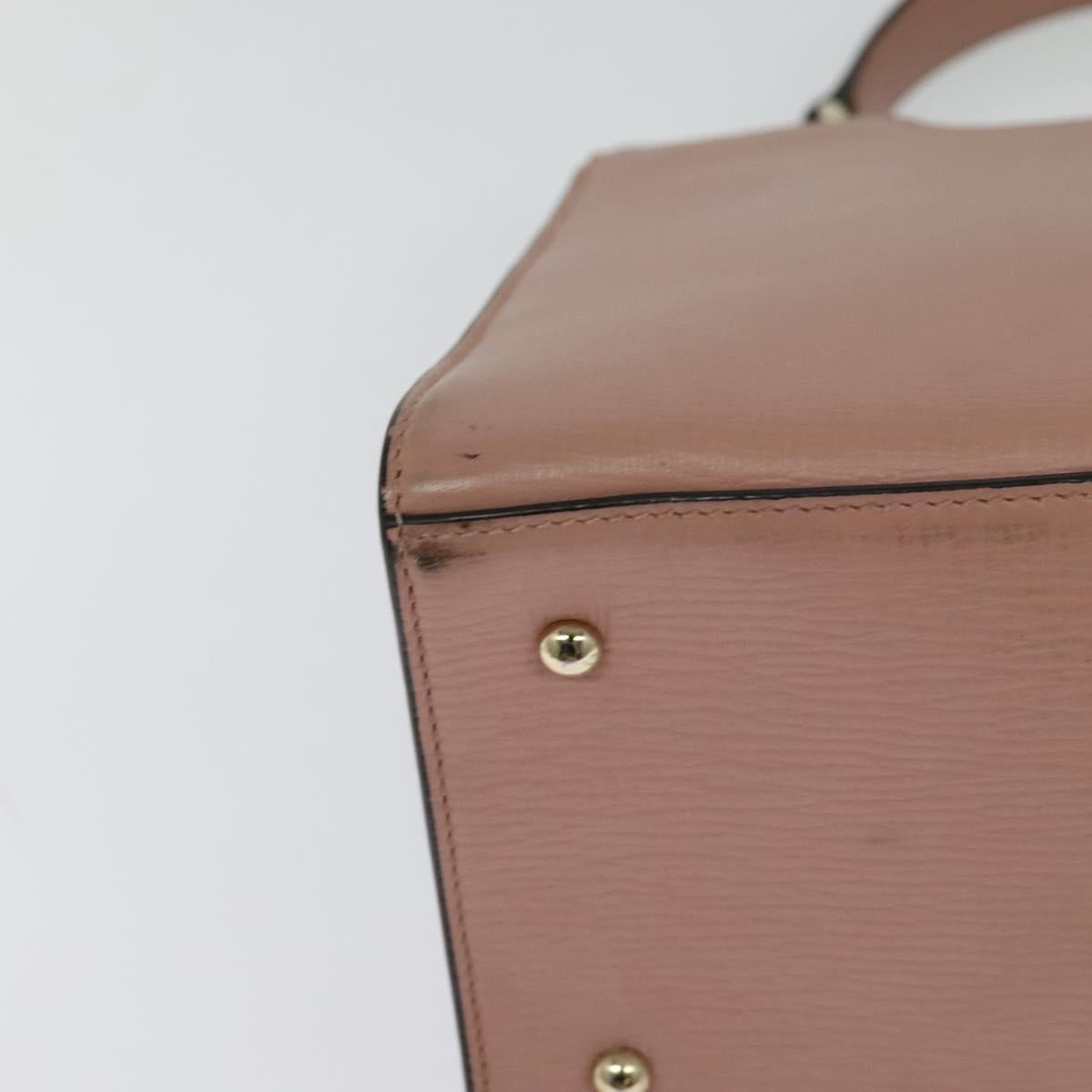 Salvatore Ferragamo Vala Hand Bag Leather 2way Pink Gold Auth BA3463