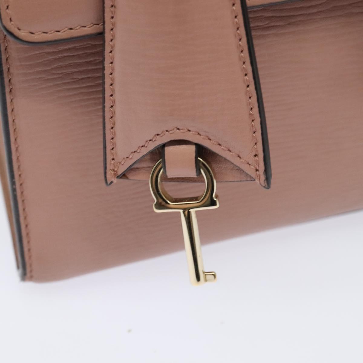 Salvatore Ferragamo Vala Hand Bag Leather 2way Pink Gold Auth BA3463