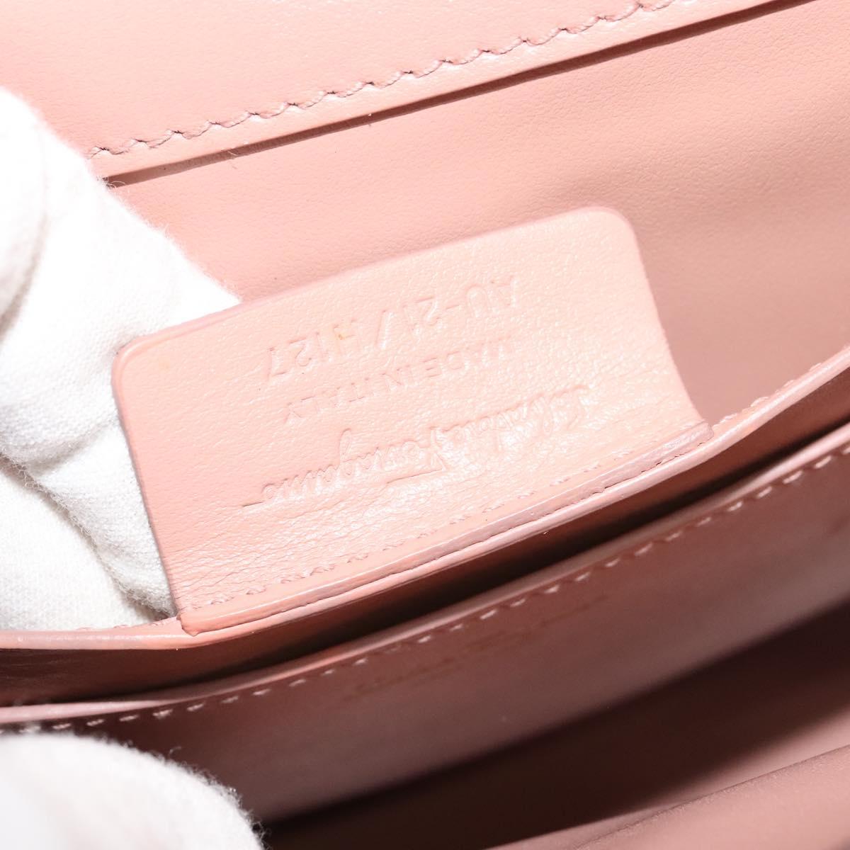 Salvatore Ferragamo Vala Hand Bag Leather 2way Pink Gold Auth BA3463