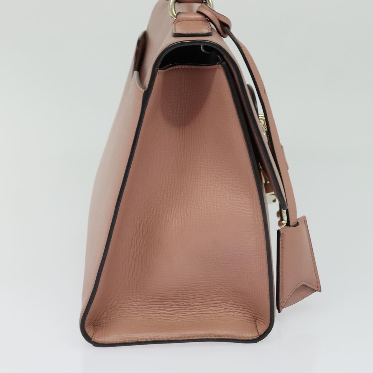Salvatore Ferragamo Vala Hand Bag Leather 2way Pink Gold Auth BA3463