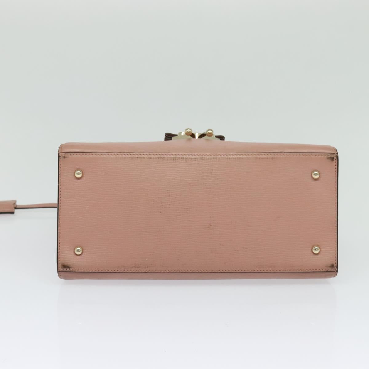 Salvatore Ferragamo Vala Hand Bag Leather 2way Pink Gold Auth BA3463