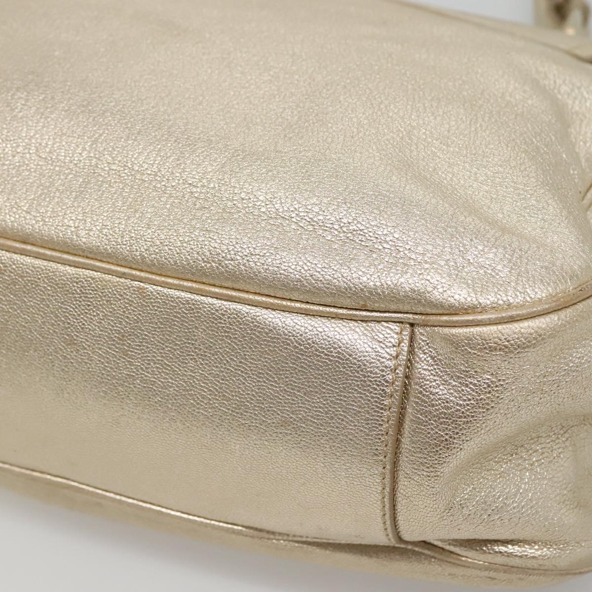 Salvatore Ferragamo Gancini Bag Leather Champagne Gold Gold Auth BA3466V