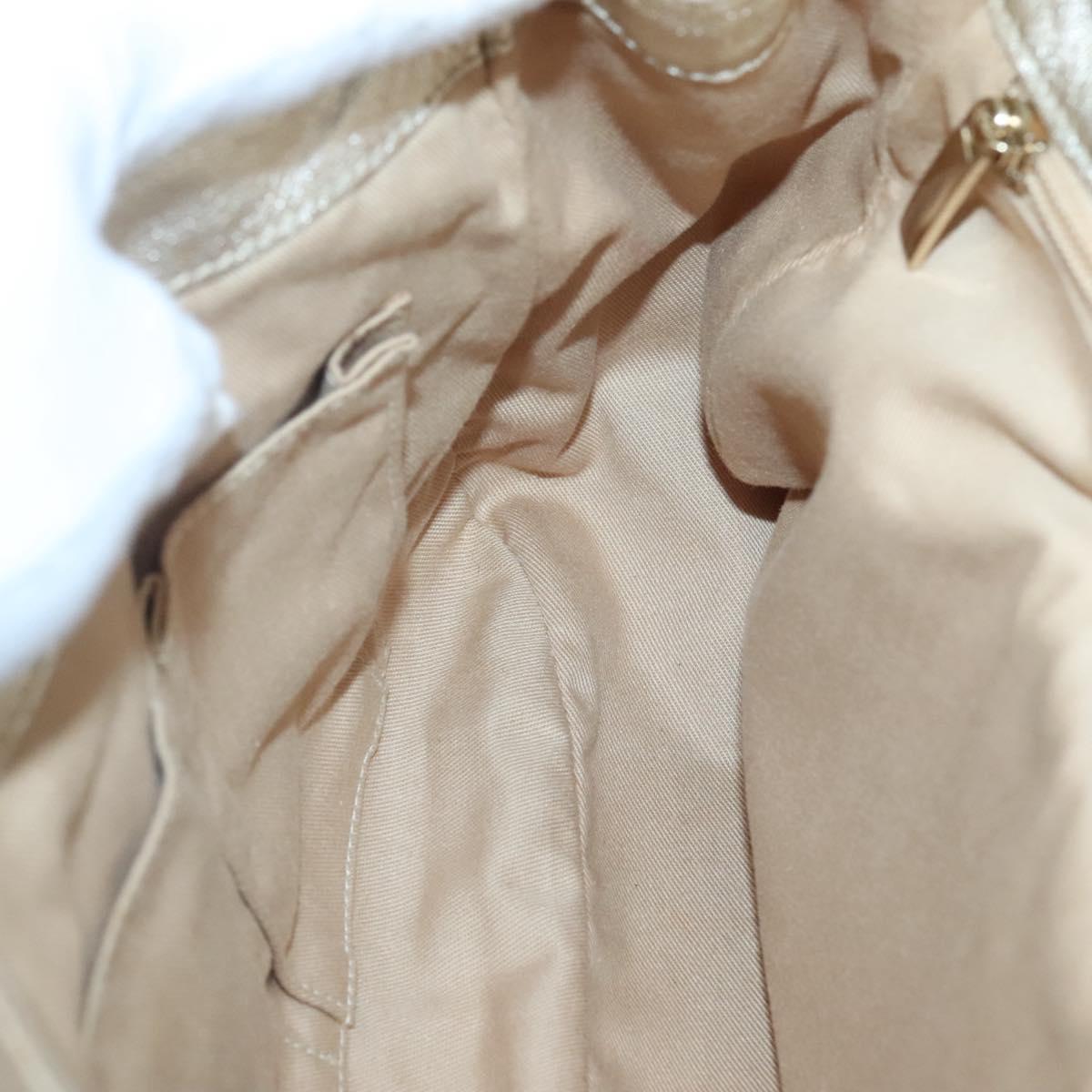 Salvatore Ferragamo Gancini Bag Leather Champagne Gold Gold Auth BA3466V