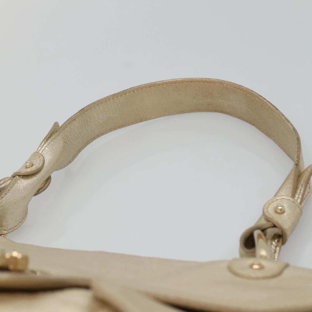 Salvatore Ferragamo Gancini Bag Leather Champagne Gold Gold Auth BA3466V