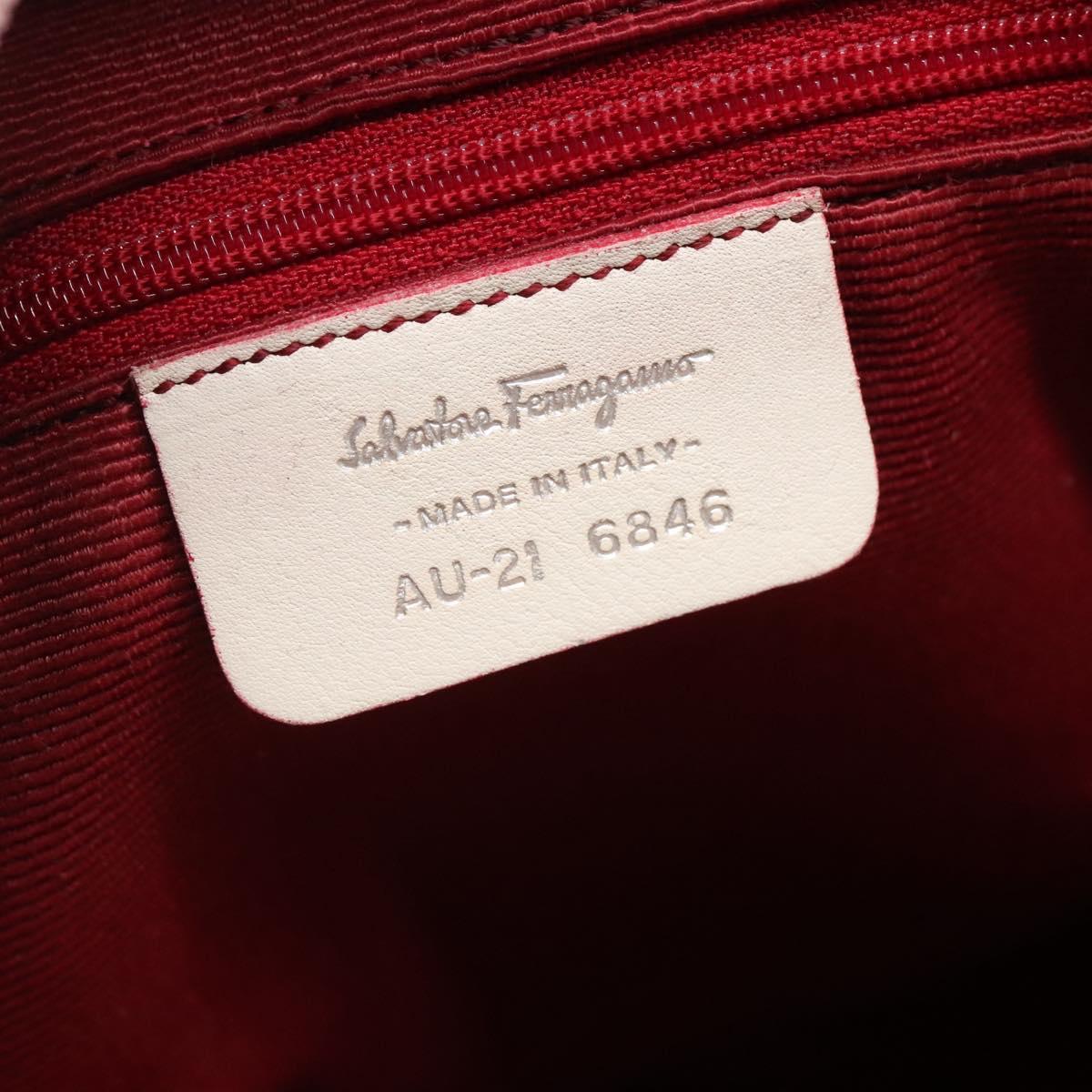 Salvatore Ferragamo Gancini Tote Bag Canvas Leather Pink Silver Auth BA3467