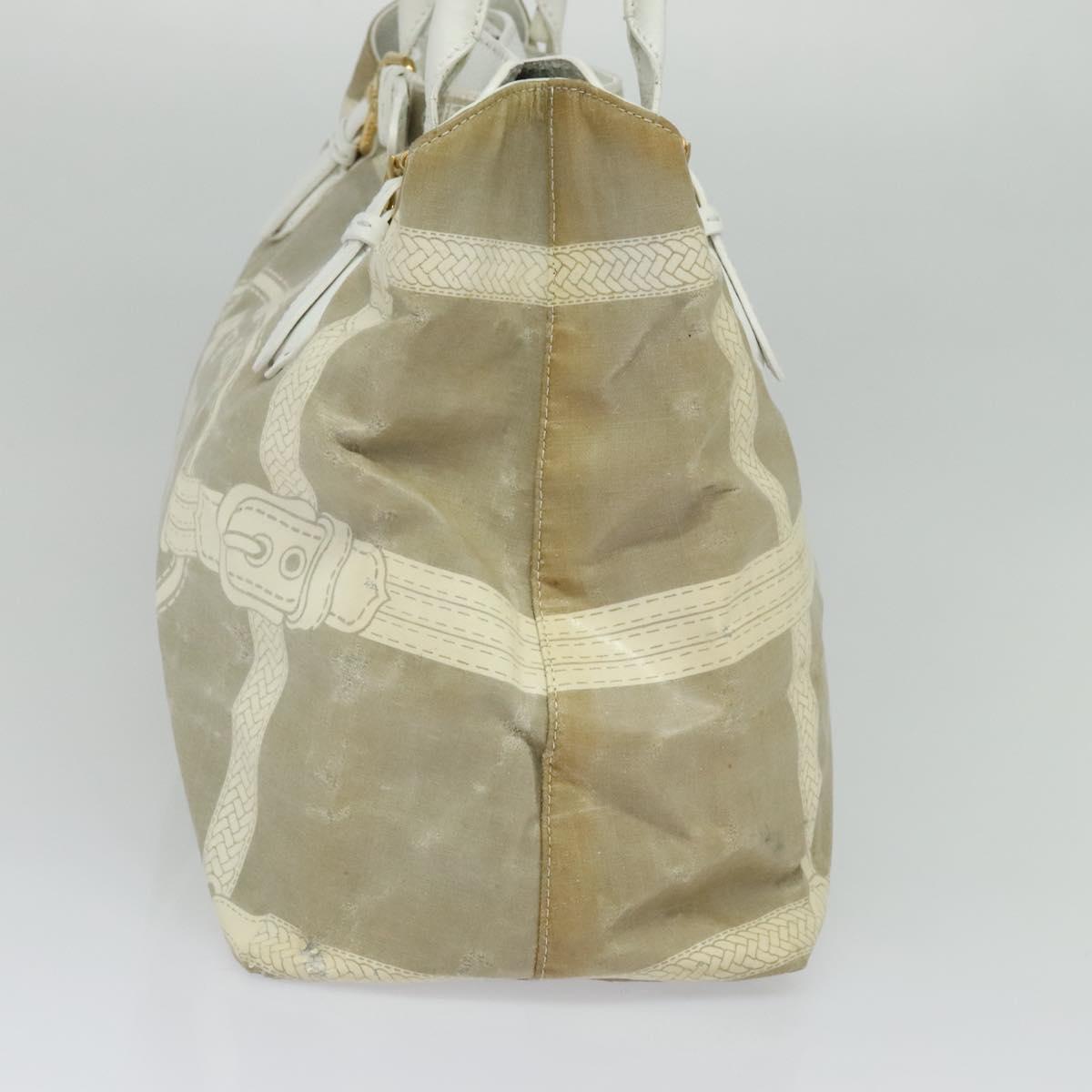 FENDI Celeria Tote Bag Coated Canvas Beige Gold Auth BA3471
