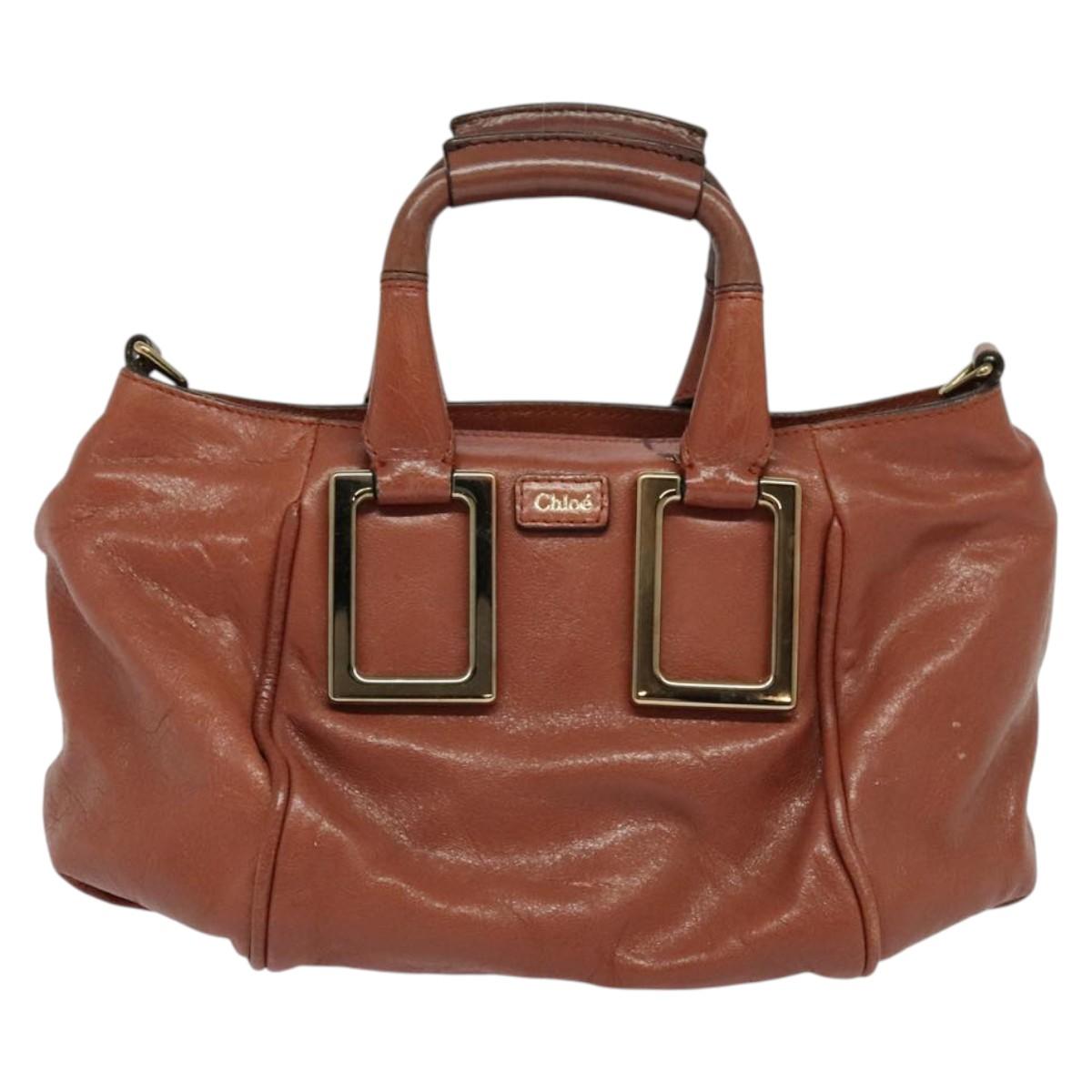 Chloe Etel Hand Bag Leather 2way Pink Gold Auth BA3475
