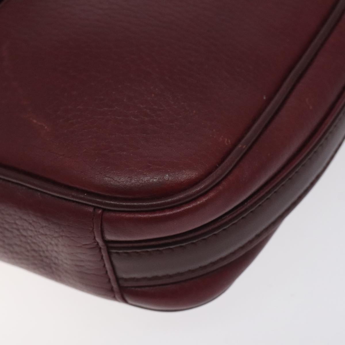 CARTIER Shoulder Bag Leather Bordeaux Gold Auth BA3477