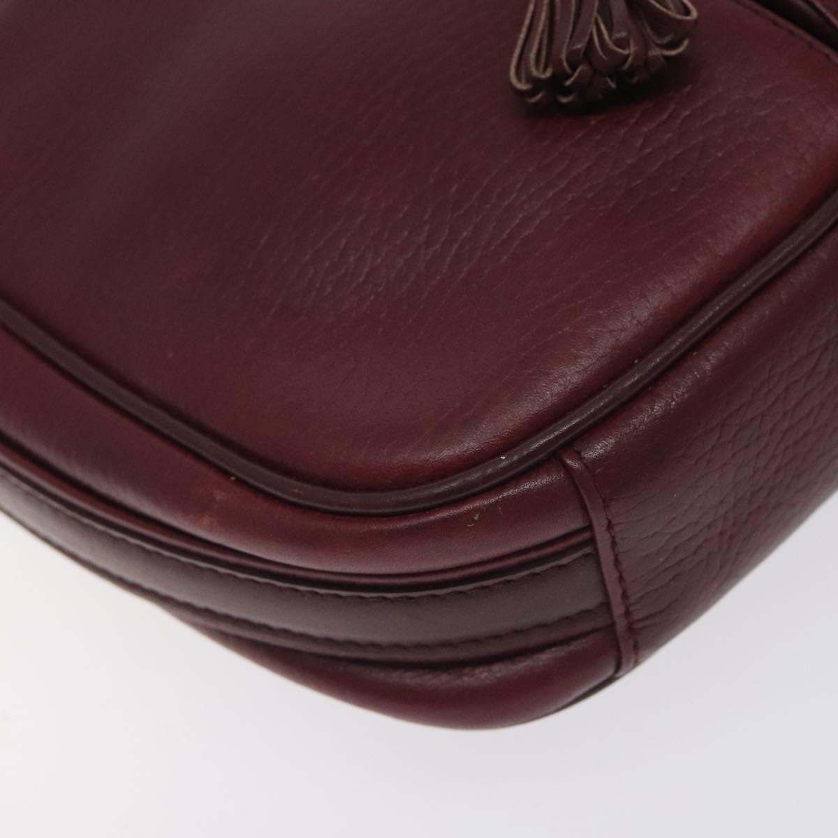 CARTIER Shoulder Bag Leather Bordeaux Gold Auth BA3477