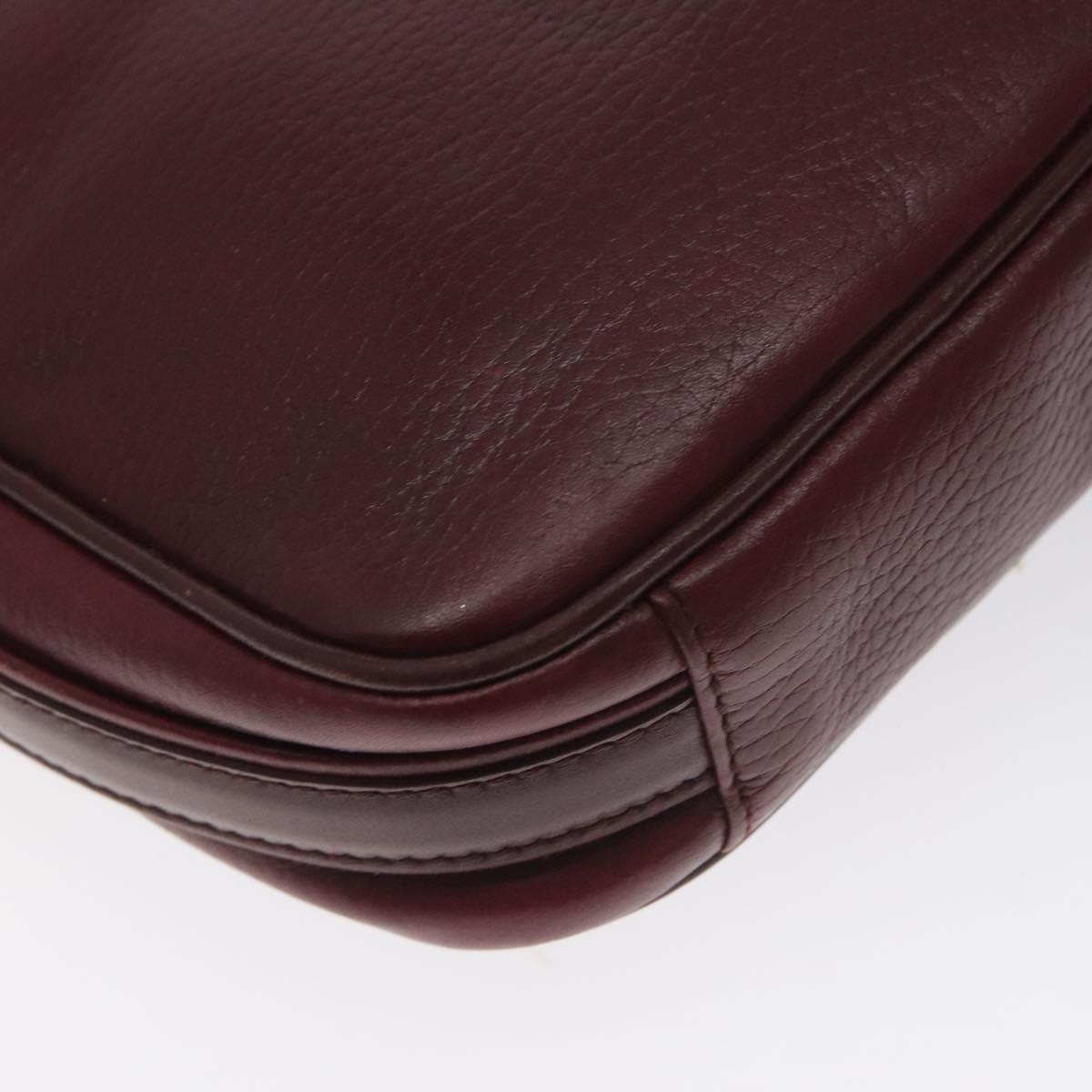 CARTIER Shoulder Bag Leather Bordeaux Gold Auth BA3477