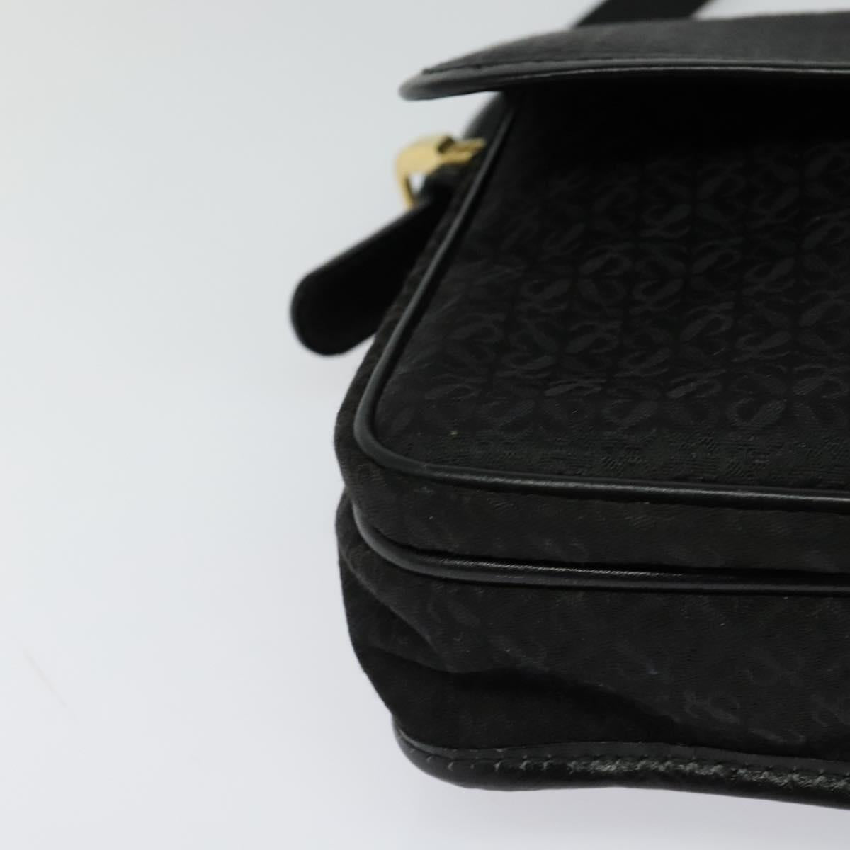 LOEWE Anagram Shoulder Bag Canvas Black Gold Auth BA3478