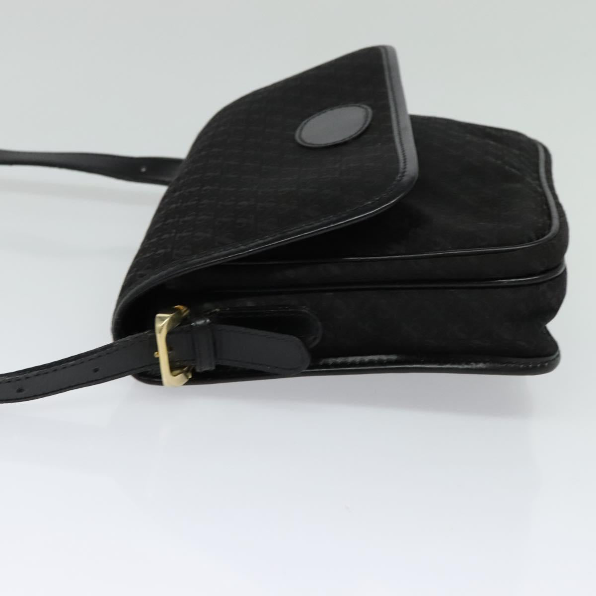 LOEWE Anagram Shoulder Bag Canvas Black Gold Auth BA3478