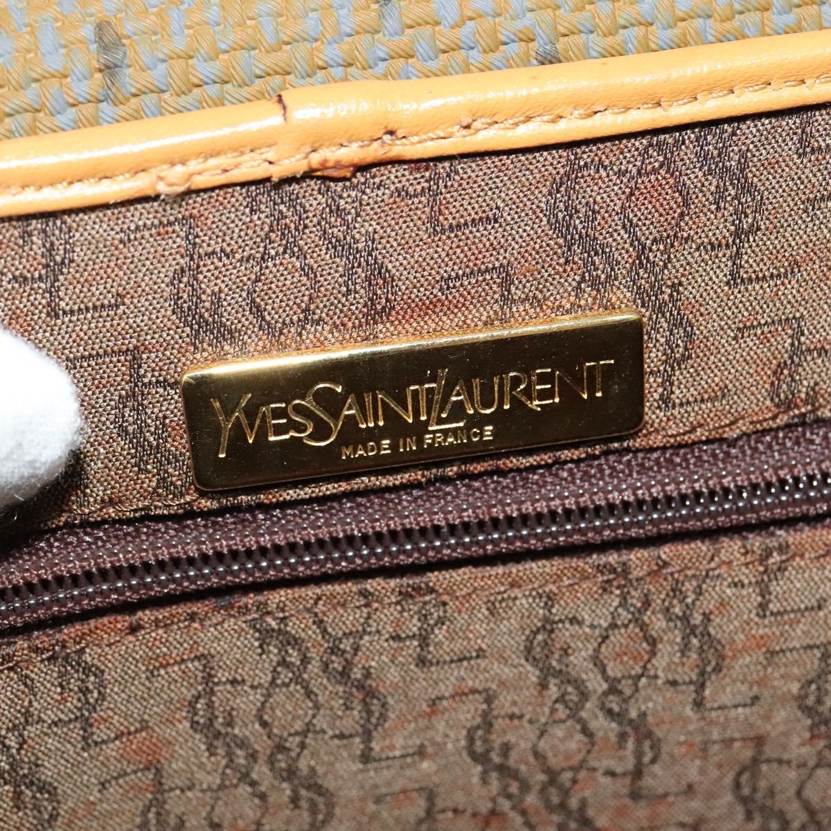 SAINT LAURENT Shoulder Bag PVC Beige Gold Auth BA3479