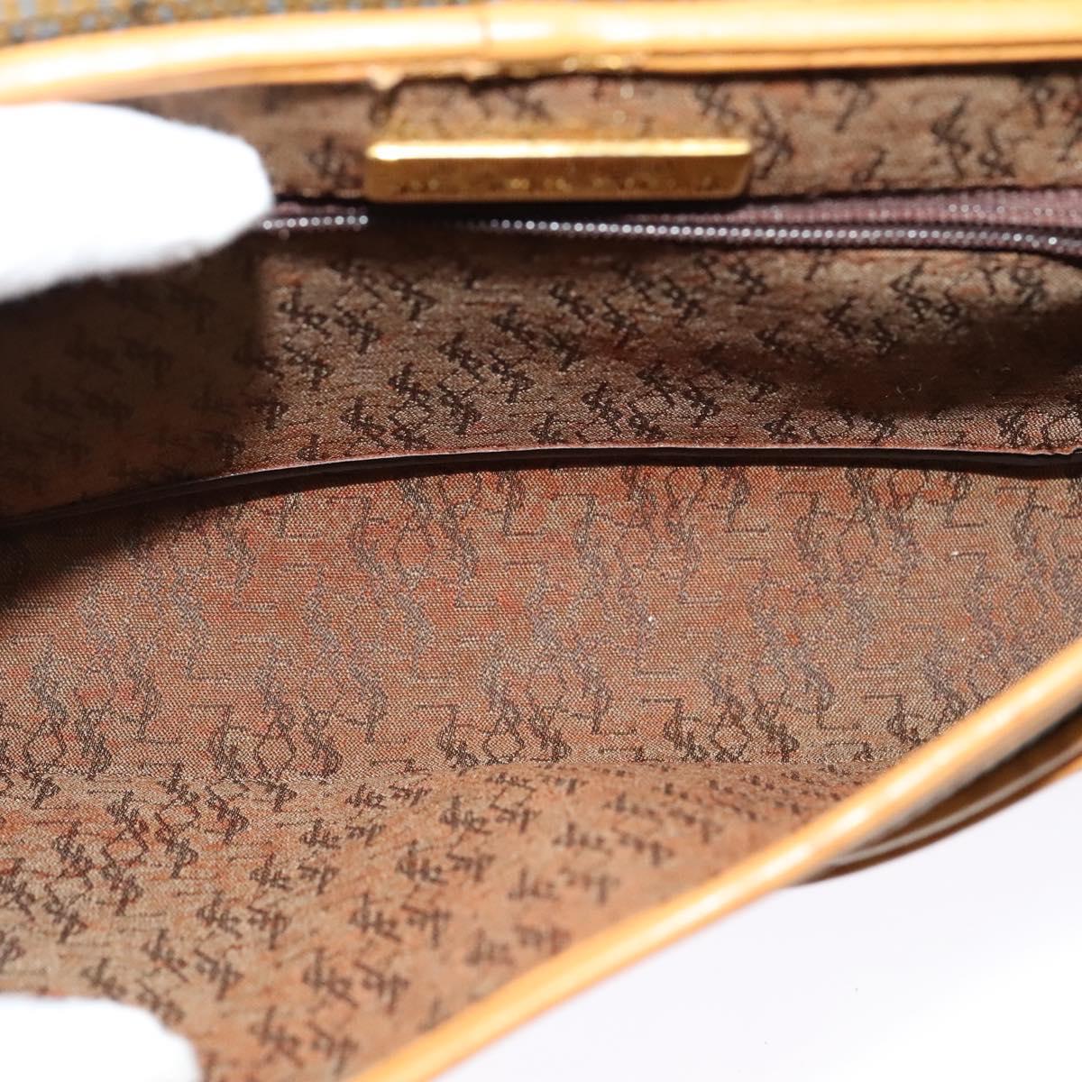 SAINT LAURENT Shoulder Bag PVC Beige Gold Auth BA3479