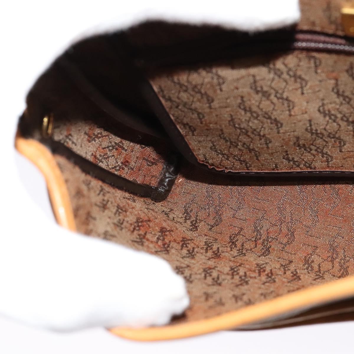 SAINT LAURENT Shoulder Bag PVC Beige Gold Auth BA3479