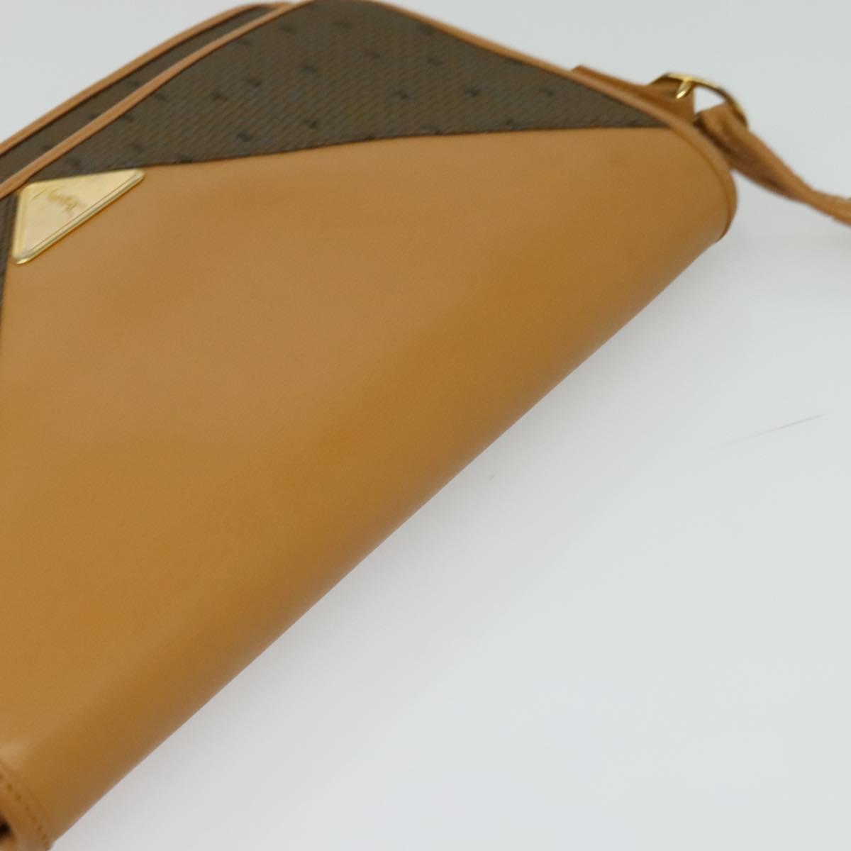 SAINT LAURENT Shoulder Bag PVC Beige Gold Auth BA3479