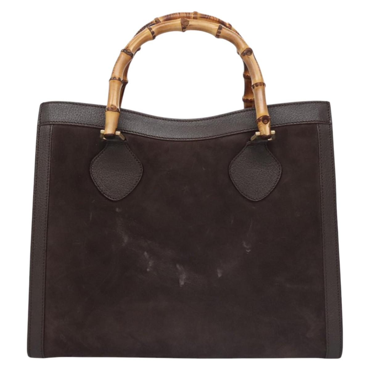 GUCCI Bamboo Hand Bag Suede Brown Gold 002 2853 0260 0 Auth BA348