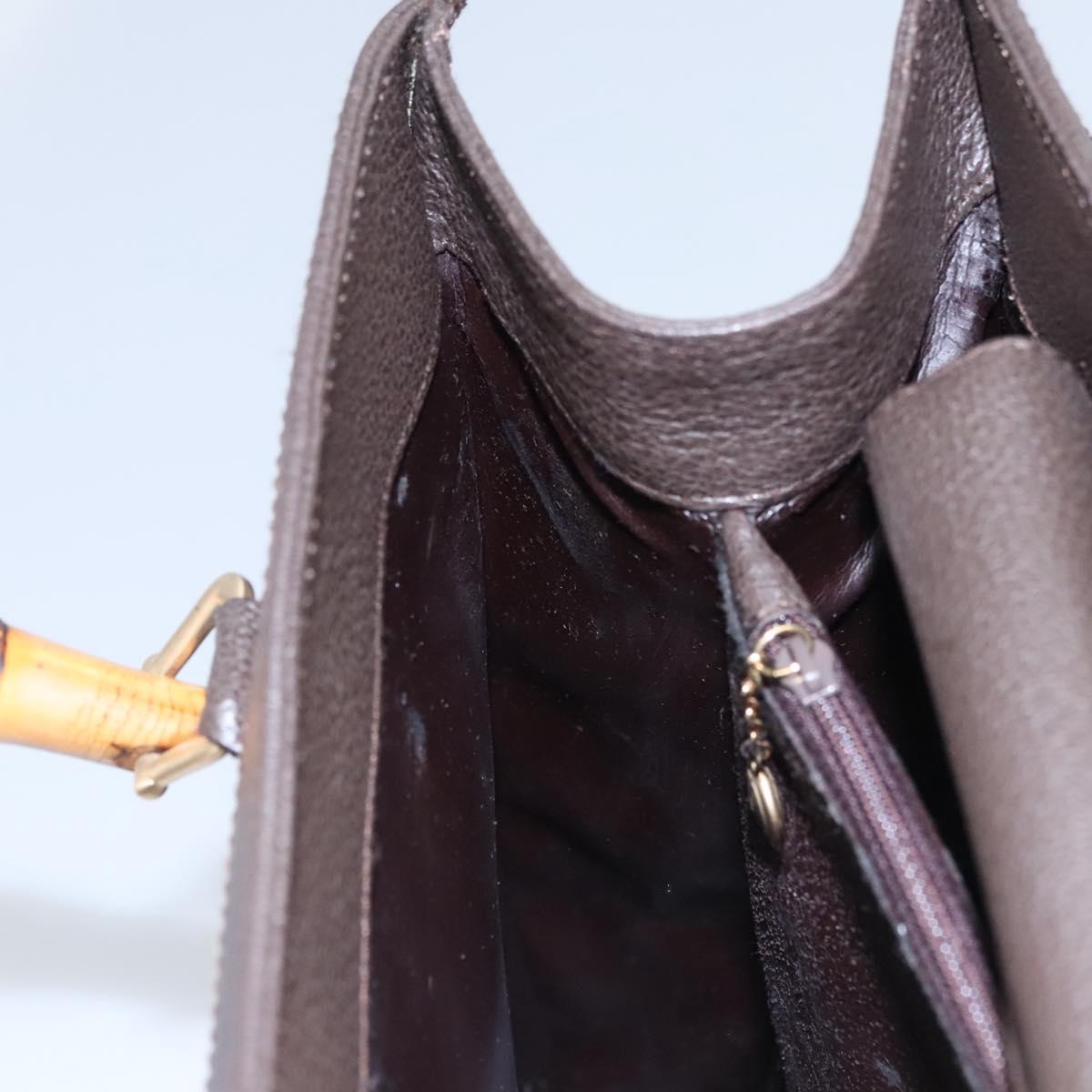 GUCCI Bamboo Hand Bag Suede Brown Gold 002 2853 0260 0 Auth BA348