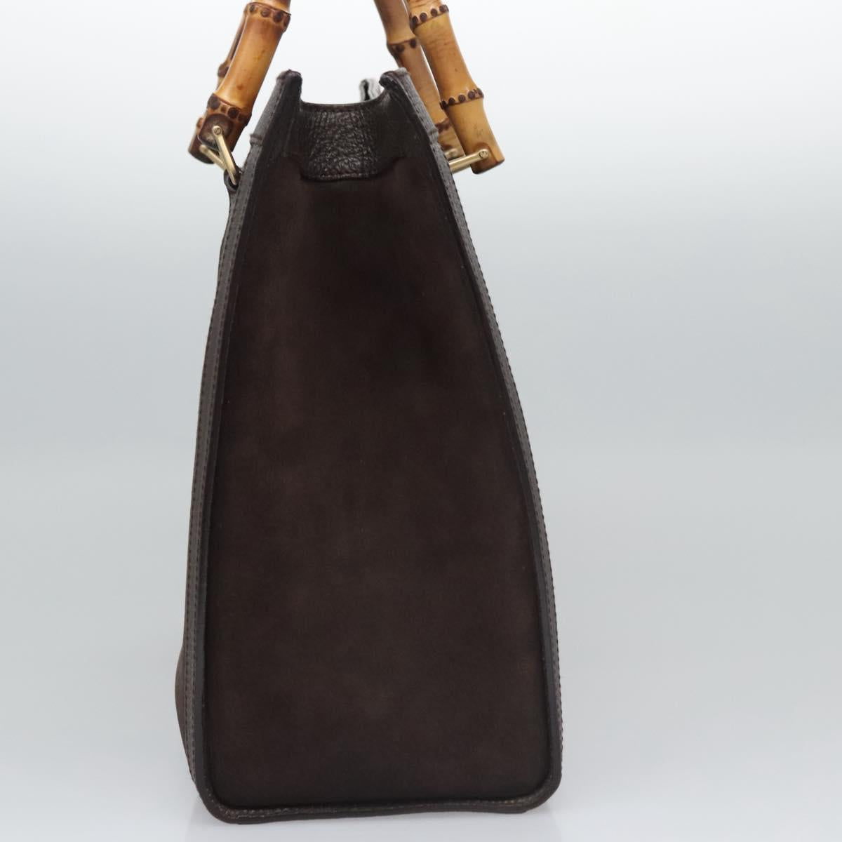 GUCCI Bamboo Hand Bag Suede Brown Gold 002 2853 0260 0 Auth BA348
