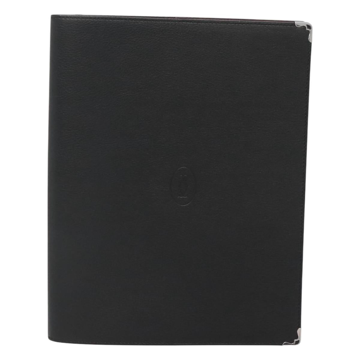 CARTIER Note Cover Leather Black Auth BA3480