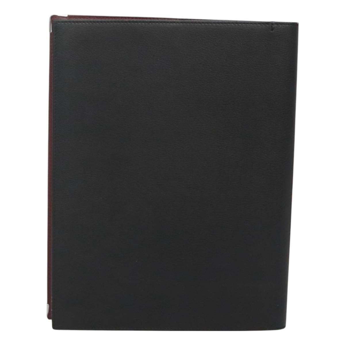 CARTIER Note Cover Leather Black Auth BA3480