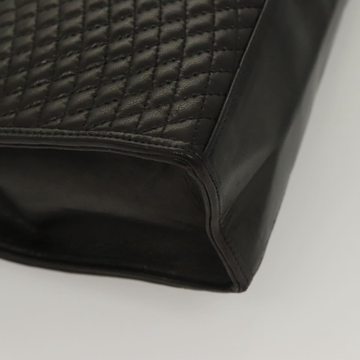 BALLY Hand Bag Leather Black Gold Auth BA3481