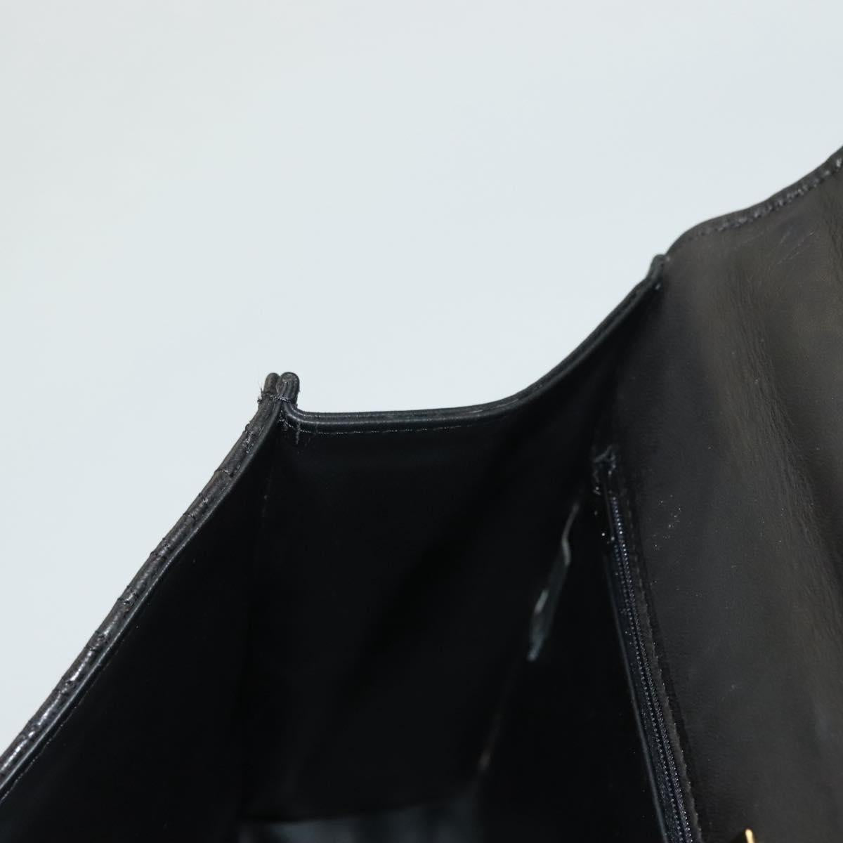 BALLY Hand Bag Leather Black Gold Auth BA3481