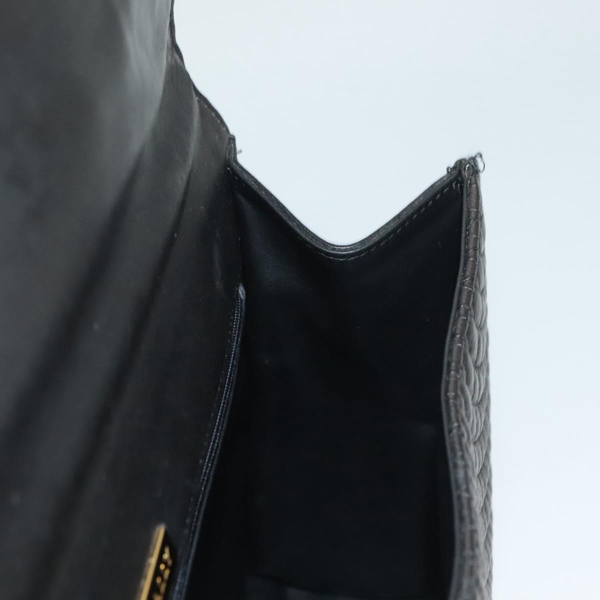 BALLY Hand Bag Leather Black Gold Auth BA3481