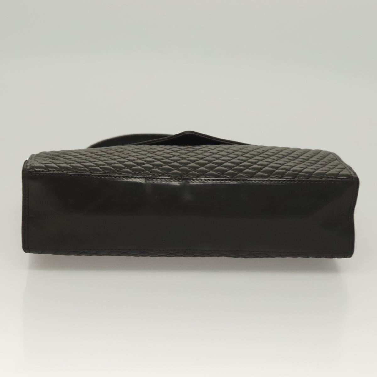 BALLY Hand Bag Leather Black Gold Auth BA3481