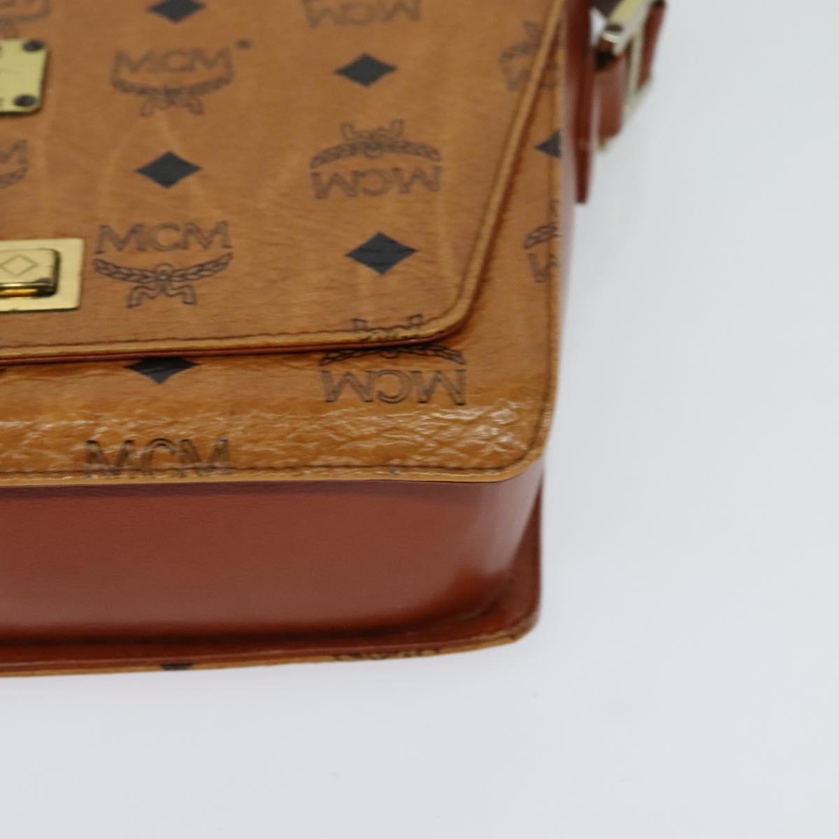 MCM Logogram Vicetos Shoulder Bag PVC Leather Brown Gold Auth BA3483