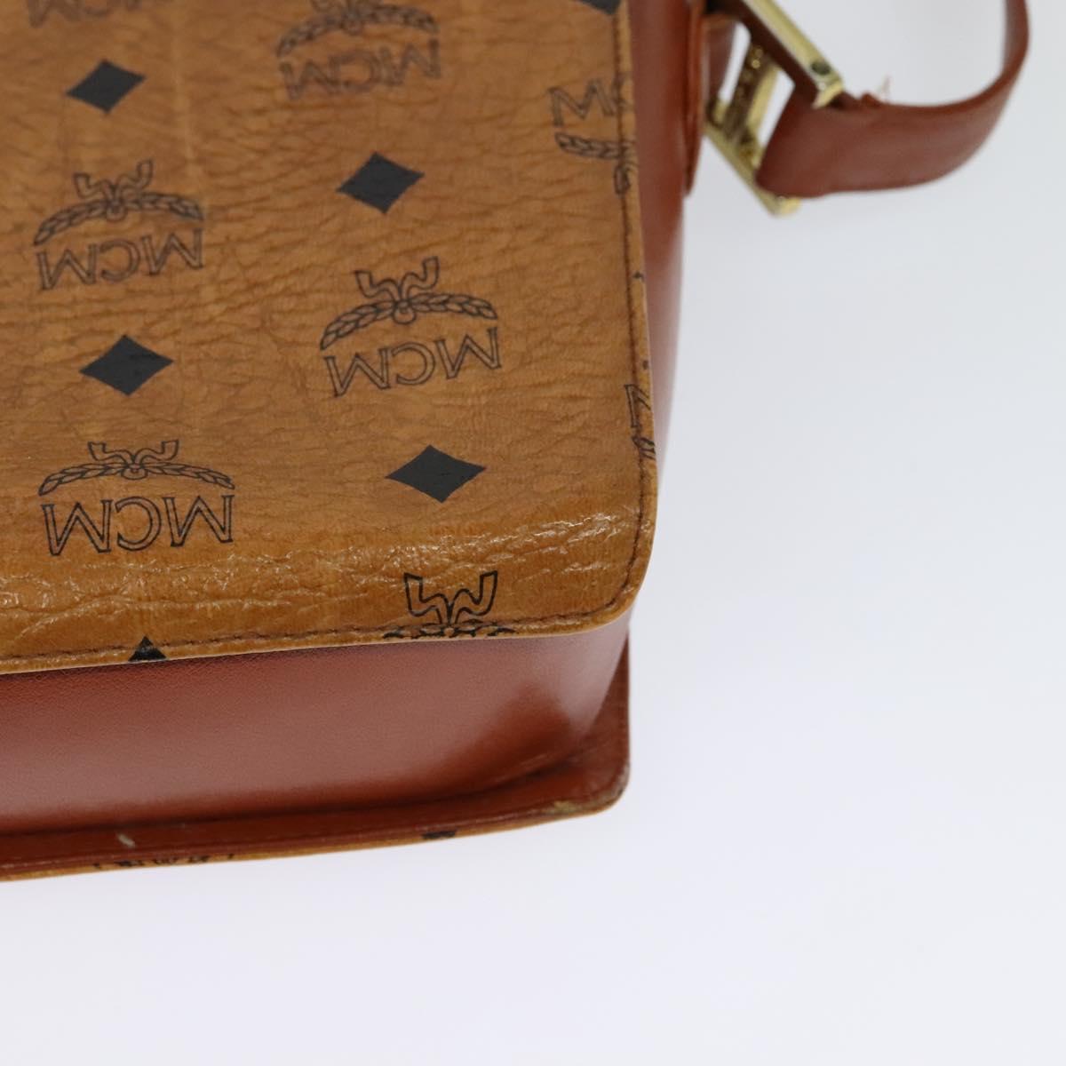 MCM Logogram Vicetos Shoulder Bag PVC Leather Brown Gold Auth BA3483