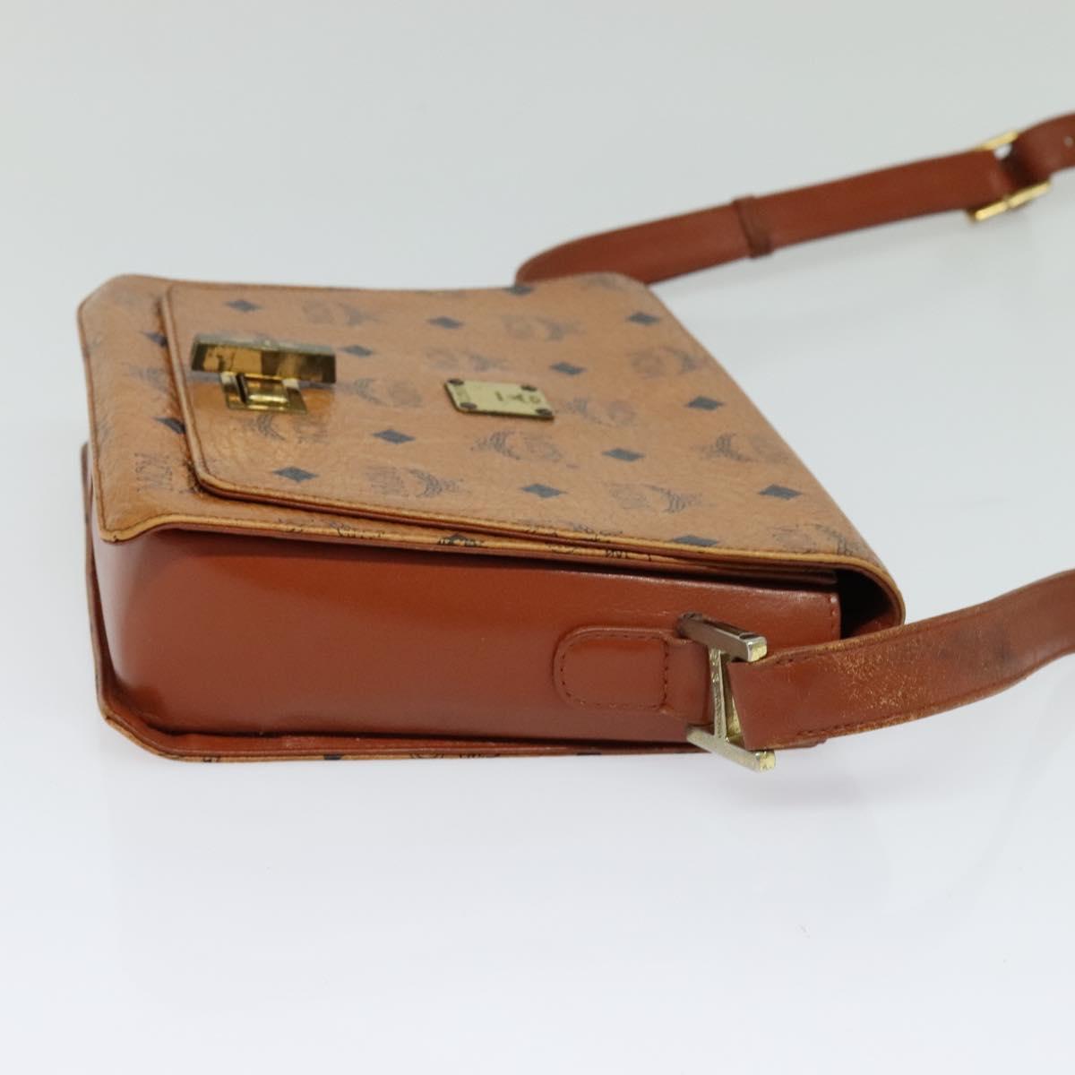 MCM Logogram Vicetos Shoulder Bag PVC Leather Brown Gold Auth BA3483
