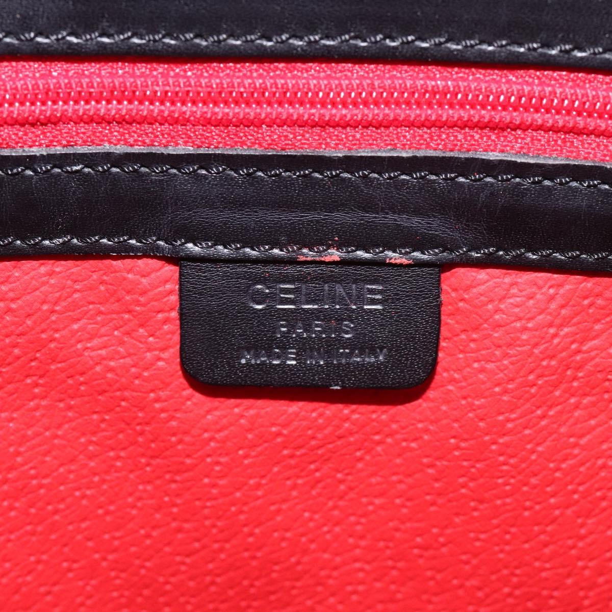 CELINE Shoulder Bag Leather Black Gold Auth BA3515