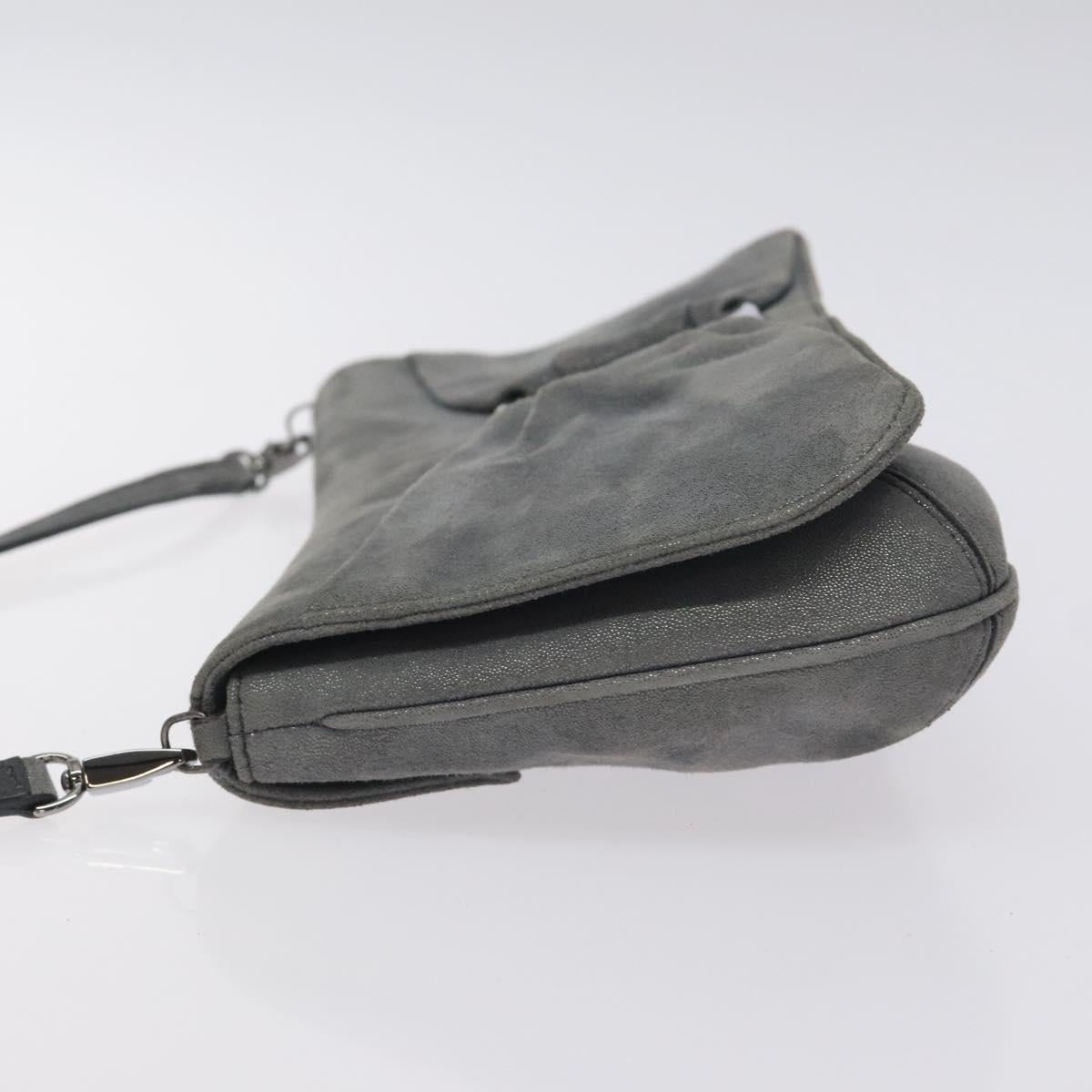 Salvatore Ferragamo Vala Shoulder Bag Suede Gray Silver Auth BA3518
