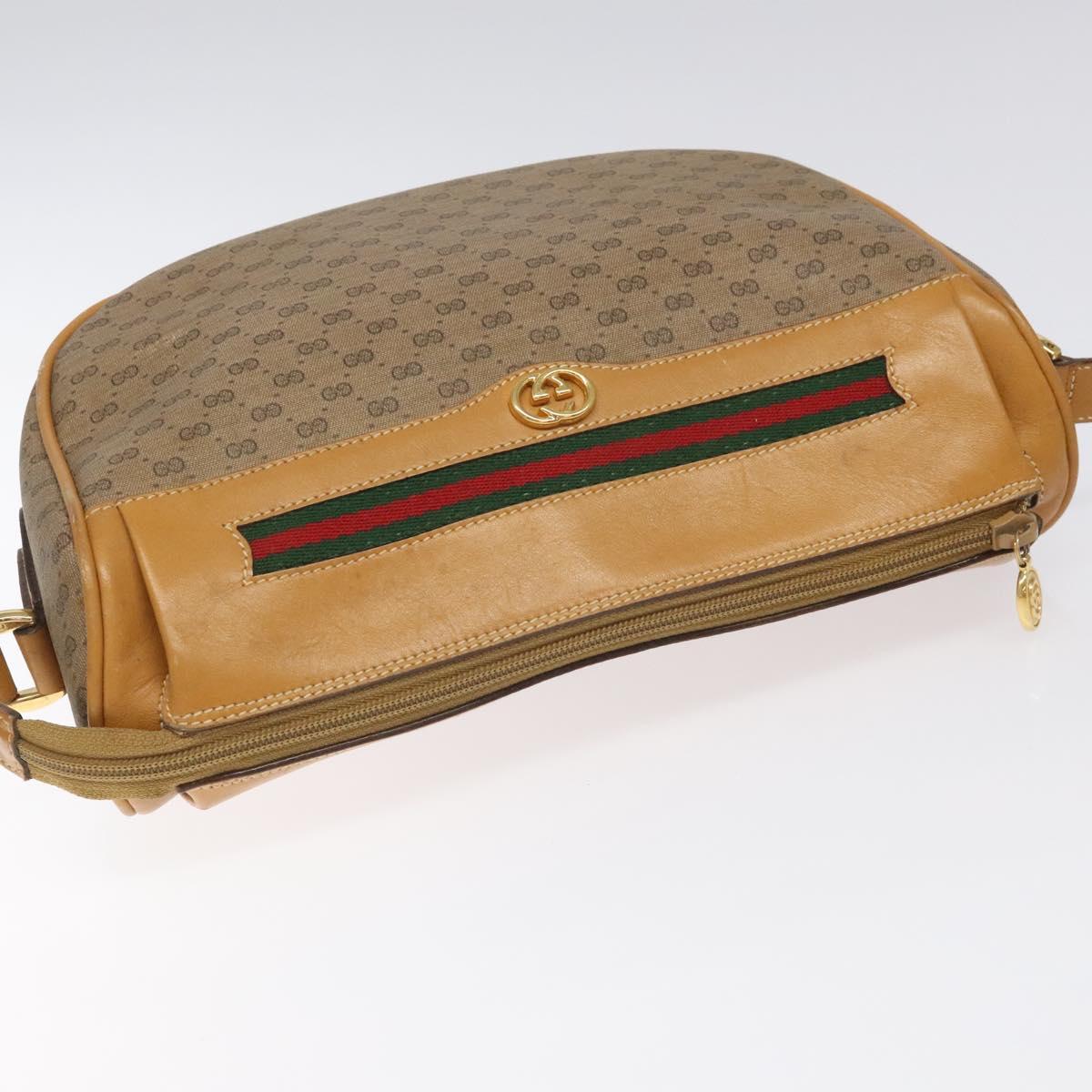 GUCCI Micro GG Supreme Web Sherry Line Bag PVC Brown 001 115 0918 Auth BA352