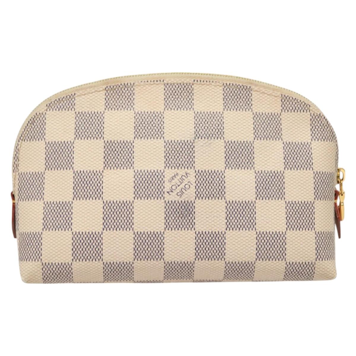 LOUIS VUITTON Damier Azur Pochette Cosmetic PM Pouch N60024 LV Auth BA3528