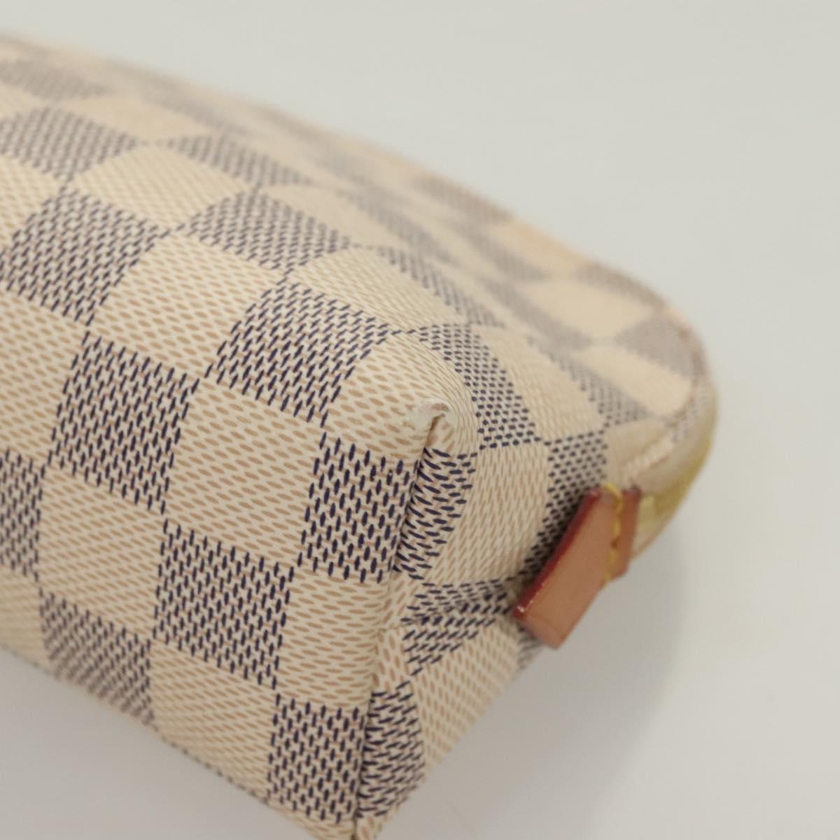 LOUIS VUITTON Damier Azur Pochette Cosmetic PM Pouch N60024 LV Auth BA3528