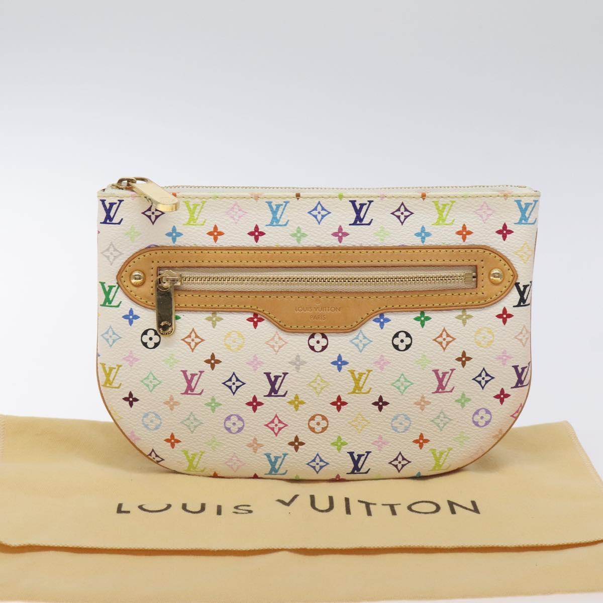 LOUIS VUITTON Monogram Multicolor Pochette GM Pouch White M60027 Auth BA3532V