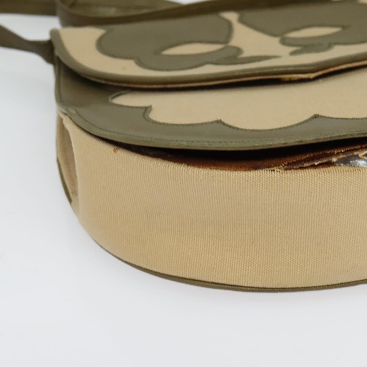 SAINT LAURENT Shoulder Bag Canvas Leather Khaki Auth BA3537