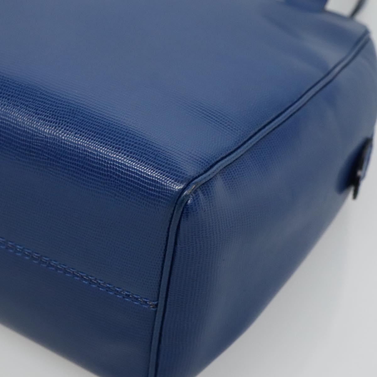 CELINE Shoulder Bag Leather Blue Gold Auth BA3538